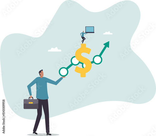 Revenue growth or investment profit increase, earning or wealth accumulate, growing income, financial analysis.character for design.