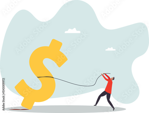 Working hard for money, effort to earn more salary or investment profit, tax burden or financial problem and difficulty.character for design.