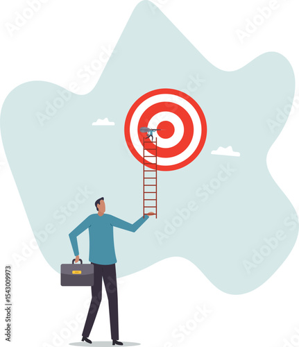 Success ladder, aspiration to achieve target, business goal or work purpose, aim for perfection .character for design.