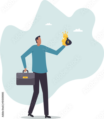 Cash is king, money is the best value in crisis or investor prepare cash to buy stock in economic crisis .business concept.character for design.