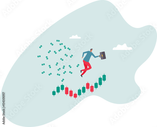 Success trader make profit with investment trading, stock market growth, get rich from Crypto trading .business concept.character for design.
