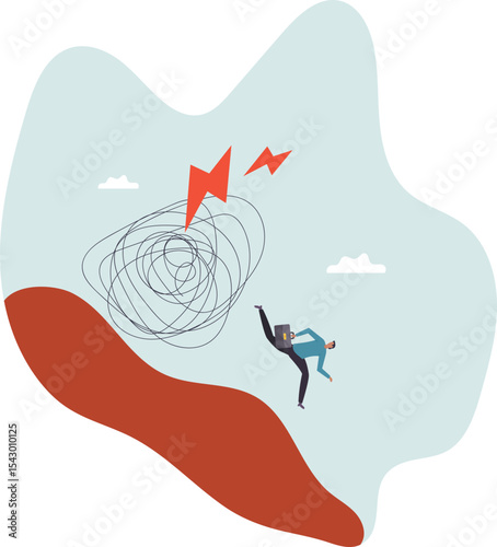 Run away from trouble, avoid from working stress, conflict with people or escape from financial problem or economic crisis.character for design.