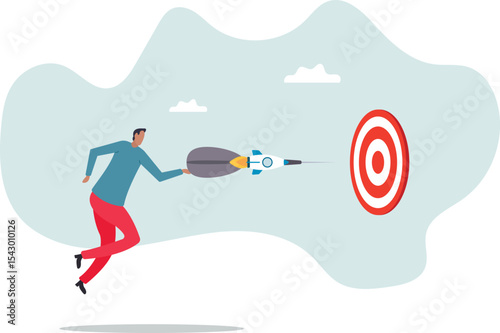 Startup success target, launch new product aim for win business achievement, marketing goal or target, project plan.character for design.
