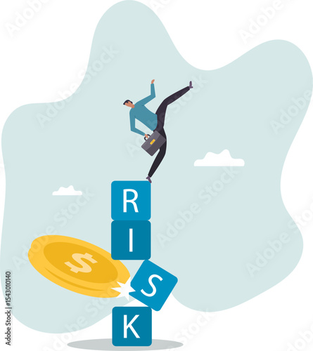 Investment risk, volatility and fluctuation in stock market that price will drop, stability and uncertainty.character for design.
