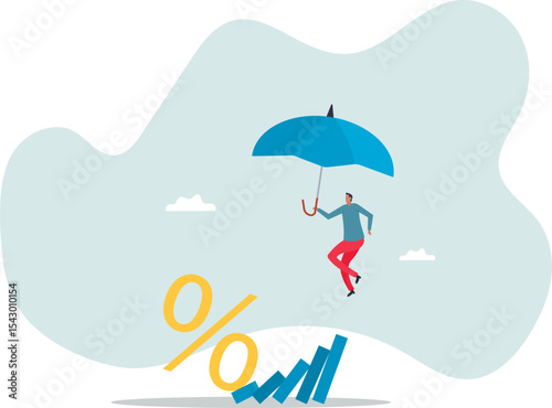 Interest rate and inflation percent impact economy and investment market, federal reserve monetary policy.business concept.character for design.