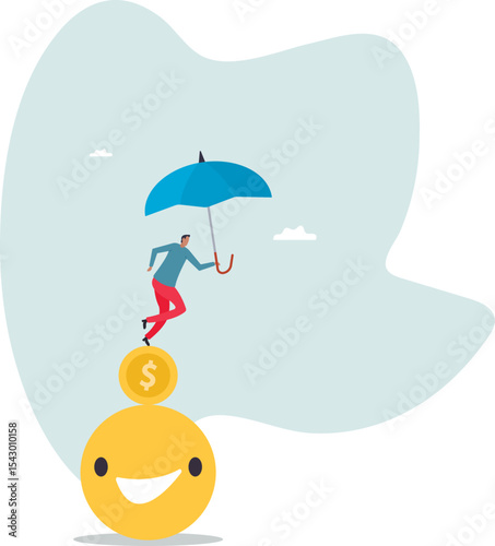 Balance between money and happiness, wealth and health, choosing meaningful life and real success.business concept.character for design.