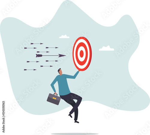 Chasing for target achievement, guidance or control to reach goal, competition or challenge to success, aiming or motivation.character for design.