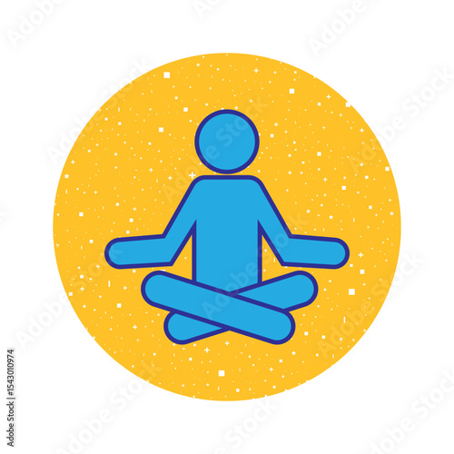 Flat Meditation Icon with Abstract Circle Background for Wellness and Mindfulness Design