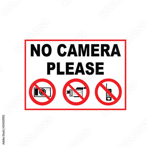 NO CAMERA PLEASE VECTOR SIGN SYMBOL LOGO