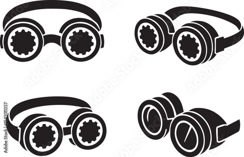 Steampunk Goggles Vector | Retro Futuristic Eyewear Icon Illustration
