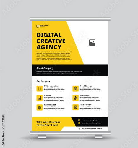 Modern Digital Creative Agency Flyer | Yellow & Black Business Template