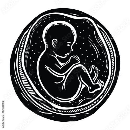 Fetus baby icon silhouette vector flat illustration design on white background