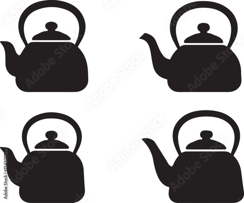 Tea Kettle Vector | Hot Beverage Pot Icon for Kitchen and Cafe
