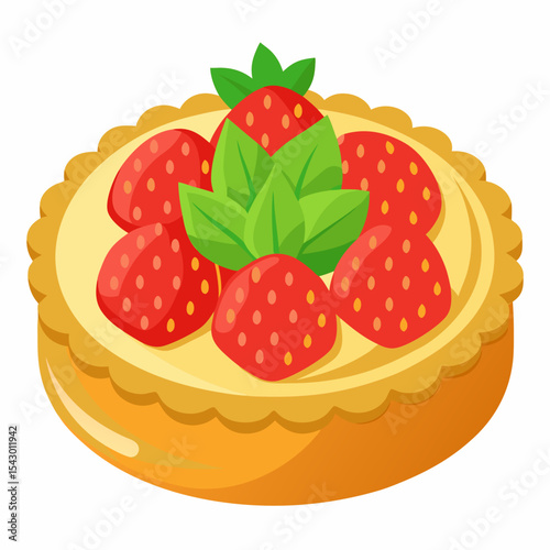 A-Strawberry-Tart Vector | Generative AI & Linocut Silhouette Design
