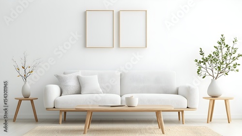 Modern Minimalist Living Room with White Couch