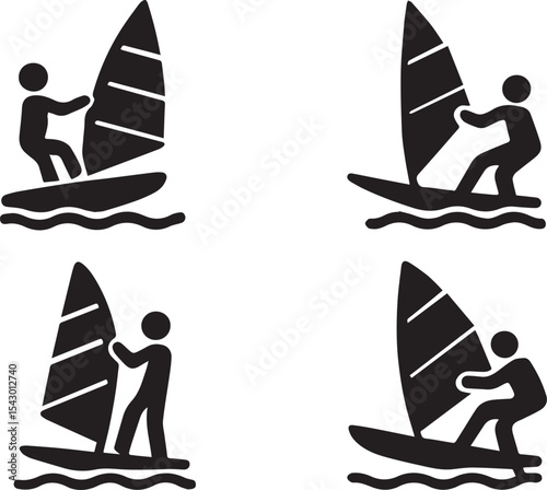 Windsurf Board Vector | Water Sport Equipment Icon Illustration