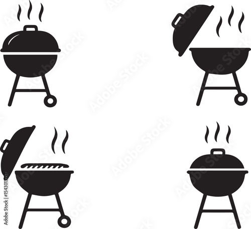 Barbecue Grill Vector | BBQ Outdoor Cooking Icon Illustration