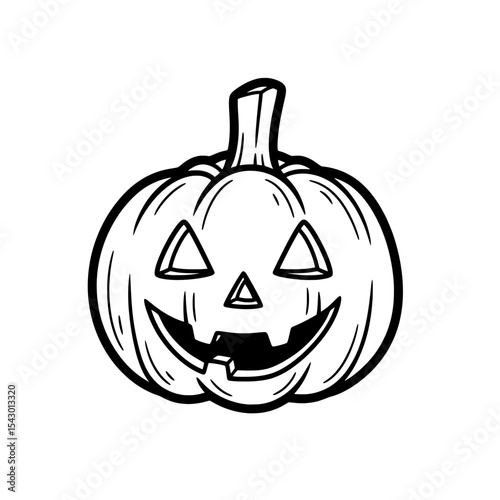 Happy Jack-o'-Lantern Pumpkin with Carved Face – Fun Halloween Icon for Party Decor or Festive Graphics – Vector Illustration