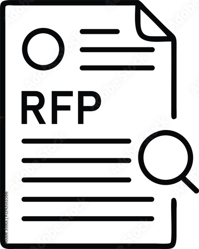 Editable RFP Form Icon Vector – Thin Line Style Business Document.
