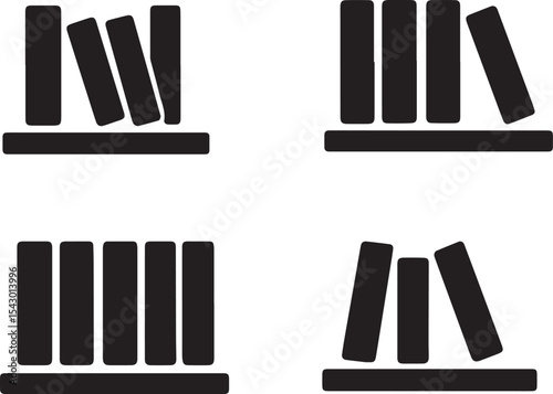 Bookshelf Silhouette Vector Set | Home & Office Storage Icons