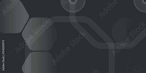 Gradient hexagonal background. white and black colors. copy space area
