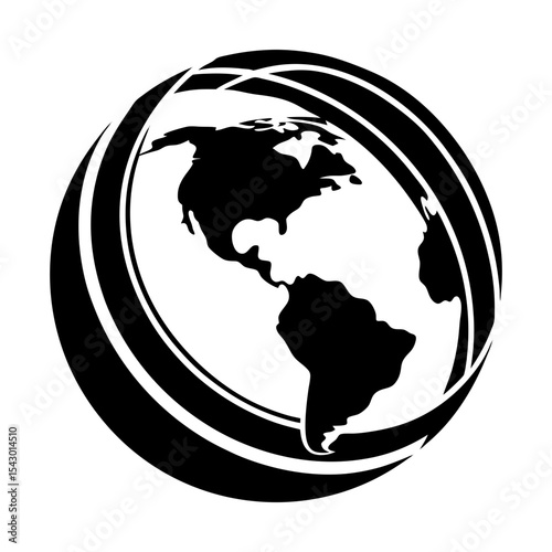 Globe earth world map continent america graphic geography vector design silhouette