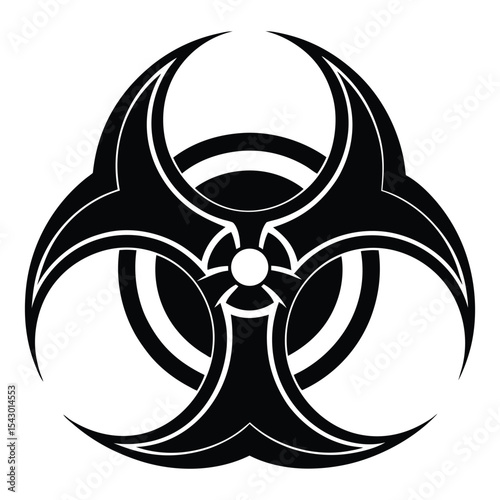 Biohazard sign icon silhouette vector flat illustration design on white background