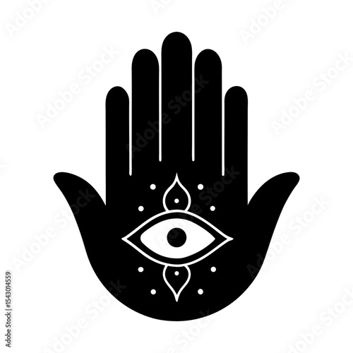 Hamsa hand protection amulet symbol mystical design vector illustration silhouette