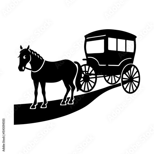 Vintage horse carriage vector illustration transportation silhouette style