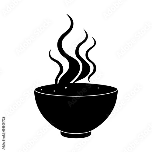 Bowl of hot soup vector steaming bowl silhouette graphic illustration