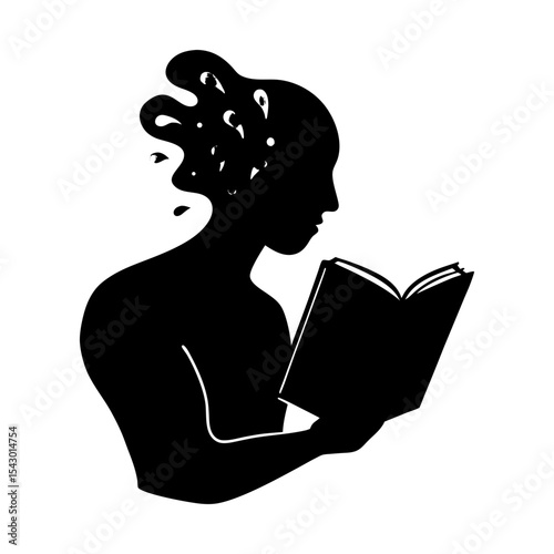 Silhouette of a person reading book knowledge education learning study idea
