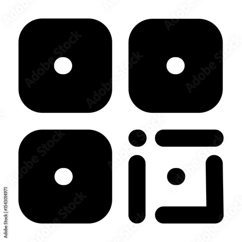 Simple solid vector icon of a qr symbol, commonly used in coding, terminal, and developer interfaces. Ideal for apps, websites, dashboards, and coding tools. SVG format, easy to edit and scale.