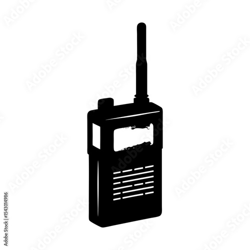 Portable radio communication device transceiver technology talkie vector silhouette