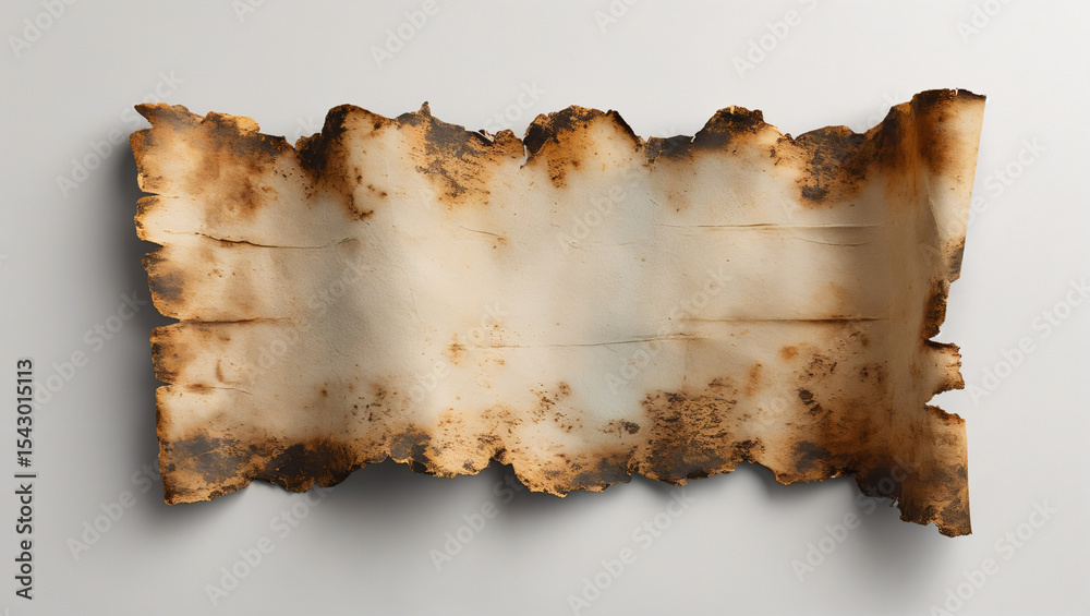Fototapeta premium Burnt torn paper strip isolated for creative projects and digital art