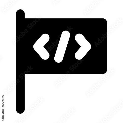 Simple solid vector icon of a flag symbol, commonly used in coding, terminal, and developer interfaces. Ideal for apps, websites, dashboards, and coding tools. SVG format, easy to edit and scale.