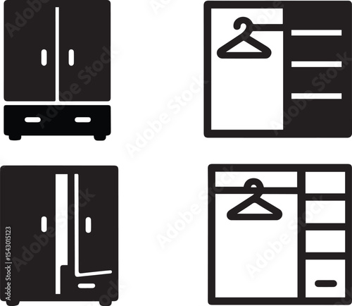 Closet Silhouette Vector Bundle | Wardrobe & Storage Furniture Icons