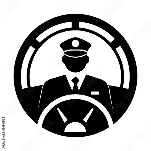 Transportation driver vector graphic steering wheel chauffeur transport icon silhouette