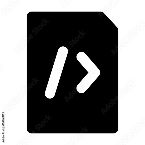 Simple solid vector icon of a page symbol, commonly used in coding, terminal, and developer interfaces. Ideal for apps, websites, dashboards, and coding tools. SVG format, easy to edit and scale.