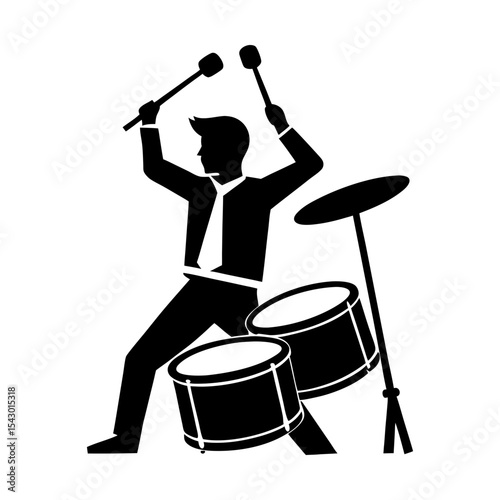 Musician drumming performance drums percussion instrument music rhythm art silhouette