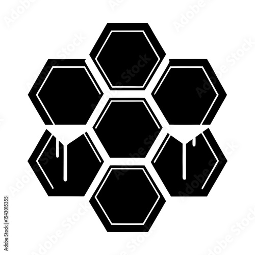 Honeycomb vector graphic with dripping nectar sweet gold honey design art silhouette
