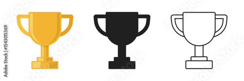 Trophy cup icon set collection in flat style. Award prize vector illustration on isolated background. Champion sports event sign business concept.