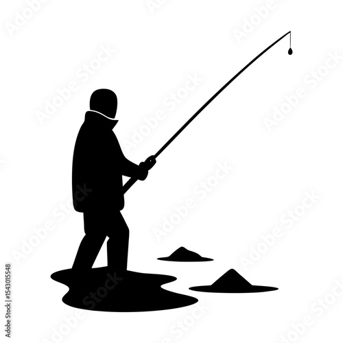 Angler silhouette fishing recreation activity sport leisure outdoors fun