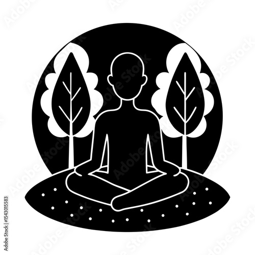 Meditation yoga wellness relaxation mindfulness zen nature trees outdoor peace silhouette