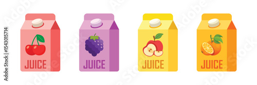 Grape, Cherry, Apple, Orange juice icon set collection in flat style. Organic drinks vector illustration on isolated background. Healthy cocktails sign business concept.
