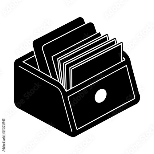 Organize cards business cards cardholder storage box file system design silhouette
