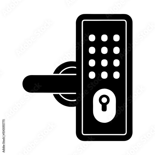 Modern entry door lock security system digital access control vector art silhouette