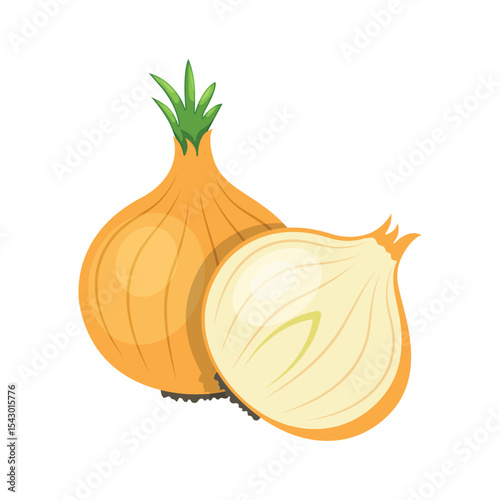 Onion icon in flat style. Organic vegetable vector illustration on isolated background. Healthy food sign business concept.