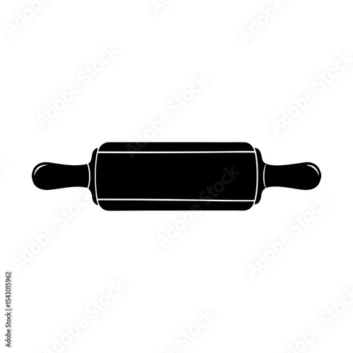 Rolling pin pastry dough baker kitchen tool cooking utensil vector art silhouette