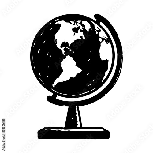 World globe geography earth continents map travel education exploration icon silhouette