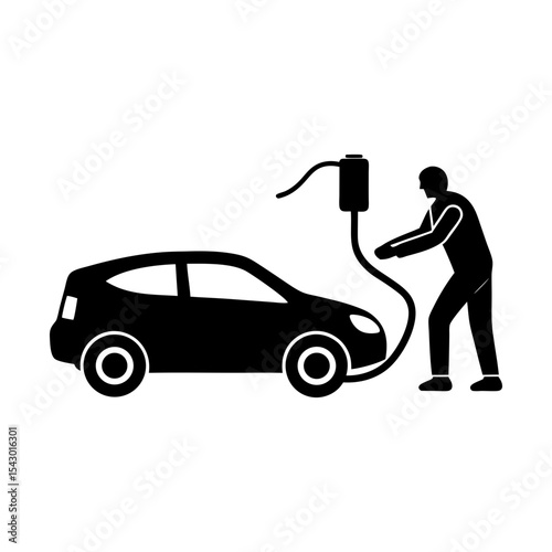 Electric vehicle charging station illustration ev car energy transport eco silhouette